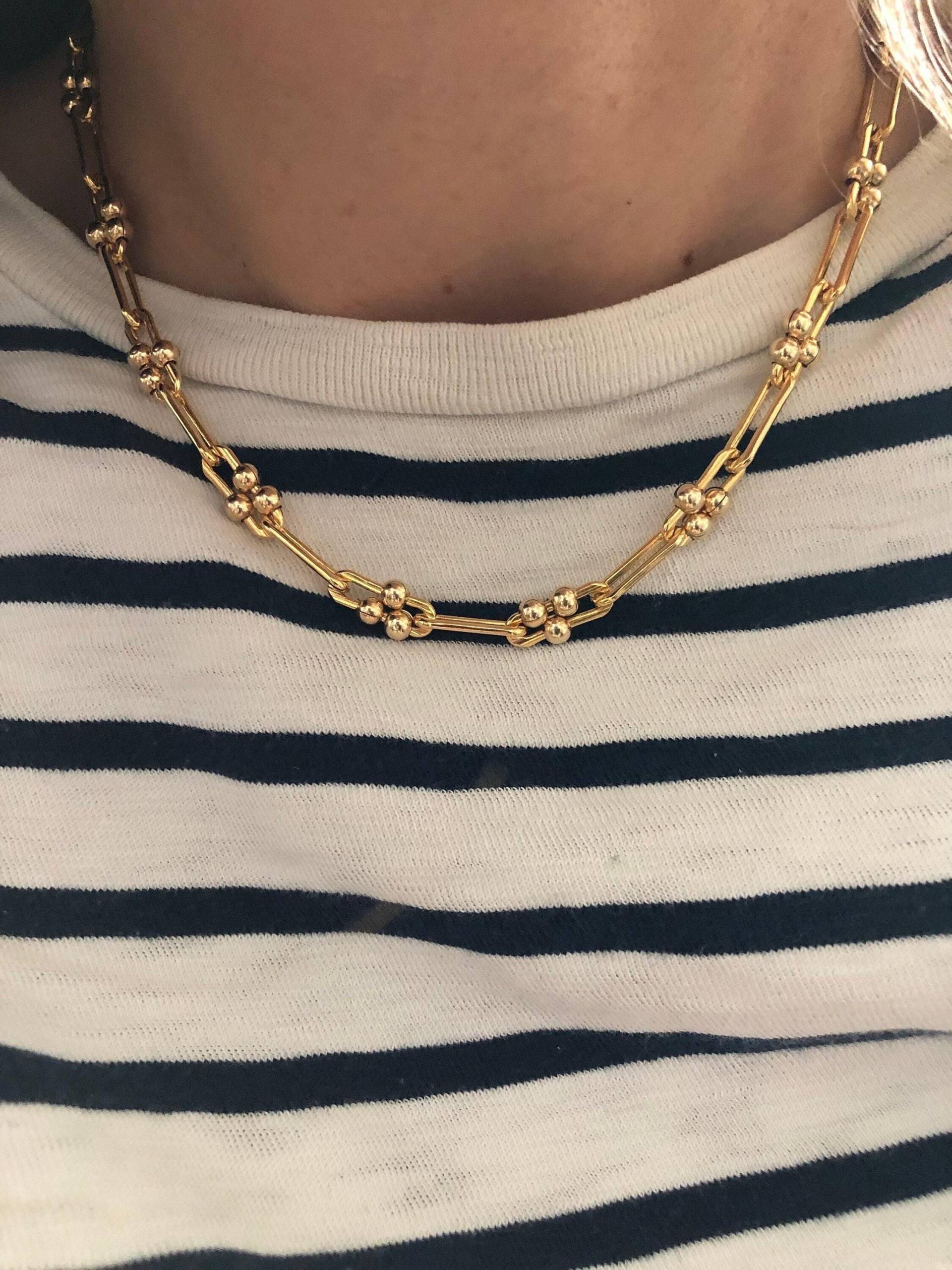 Gigi 14Kt Gold Filled Gliederhalskette | Lange Einzigartige Kette Ball Halskette Büroklammer Kettenschmuck Dicke Demi Fine Jewellery B von standingoaccessories
