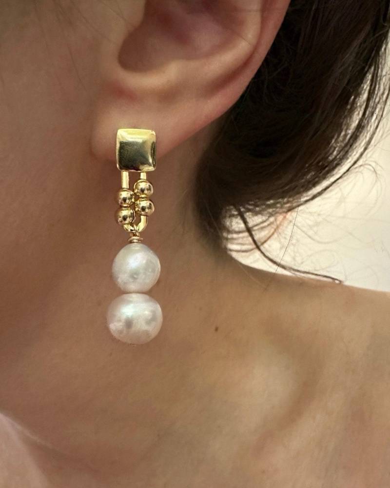 Scarlett Gold Perlen Ohrringe | Link Baumeln Tropfen 14Kt Filled Demi Feiner Schmuck Statement Scarlett Gold Perlen Ohrringe | Link Baumeln Tropfen 14Kt Filled Demi Feiner Schmuck Statement von standingoaccessories