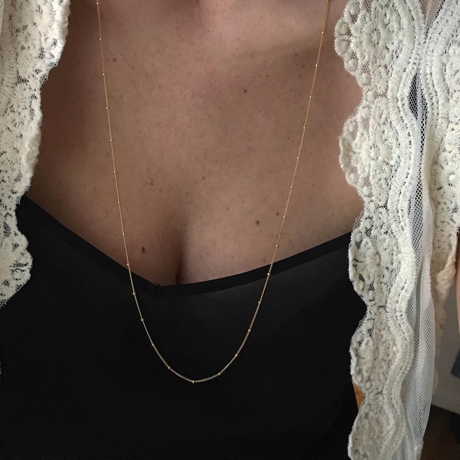 Vias Lange Gold Dot Halskette - | Zierliche Schmuckstücke Demi Fine Schmuck Layering Einfache Goldkugel-Kette Minimal von standingoaccessories