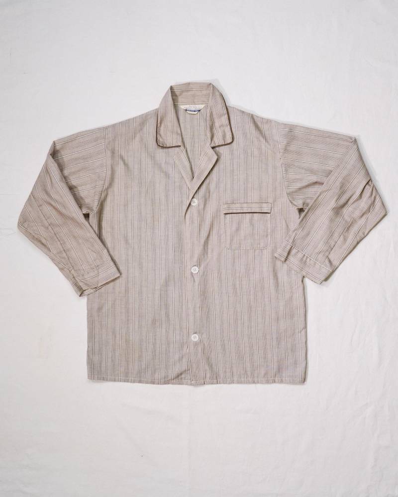 Vintage 1960S Pyjama Hemd Braun Gestreift ~ Hinten Fensterbild Pj Top Kostüm von standingovationvtg