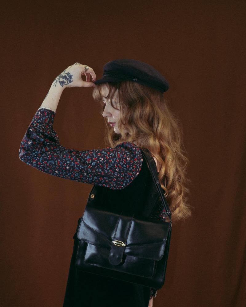 Vintage 1970Er Jahre Zieharmonika-Leder Handtasche Vintage 1970Er Jahre Zieharmonika-Leder Handtasche von standingovationvtg