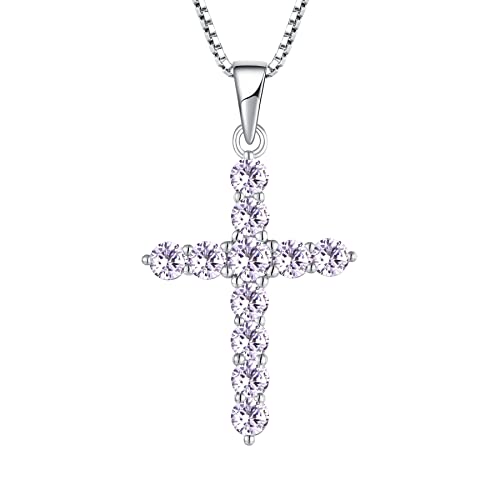 Starchenie 3A Zirkon Kreuz 925 Sterling Silber Geburtsstein Kreuz Halskette für Damen von starchenie