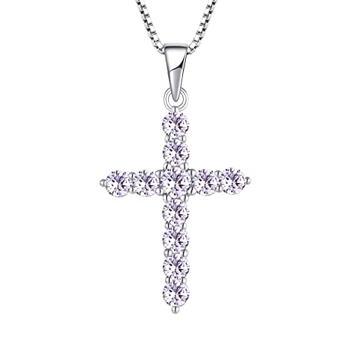 starchenie 3A Zirkon Kreuz 925 Sterling Silber Geburtsstein Kreuz Halskette für Damen von starchenie