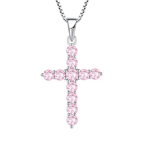 Starchenie 3A Zirkon Kreuz 925 Sterling Silber Geburtsstein Kreuz Halskette für Damen von starchenie