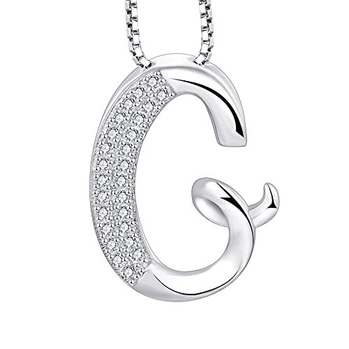 Starchenie Buchstabe Kette Alphabet Halskette G Halskette Zirkon Anhänger 925 Sterling Silber Halskette für Damen von starchenie