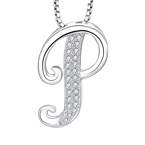 Starchenie Buchstabe Kette Alphabet Halskette P Halskette Zirkon Anhänger 925 Sterling Silber Halskette für Damen von starchenie