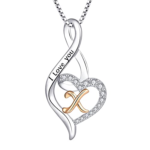 Starnny Buchstabe Kette Damen Silber 925,Alphabet Initiale Charm X Halskette Anhänger 3A Zirkonia Geschenk für Frauen von starchenie