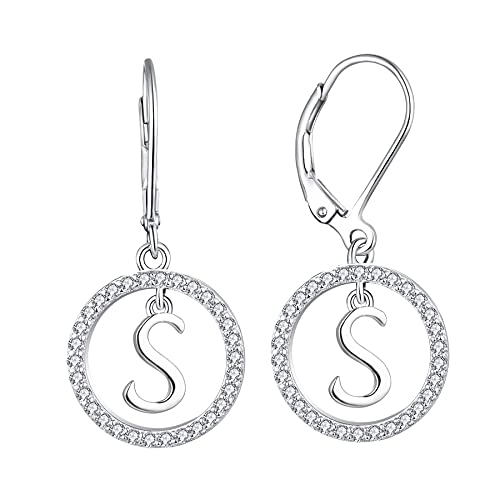 Starnny Buchstaben Ohrringe Silber 925 Damen Initiale Alphabet S 3A Cubic Zirkonia Ohrringe Weiß Geschenke für Damen von starchenie