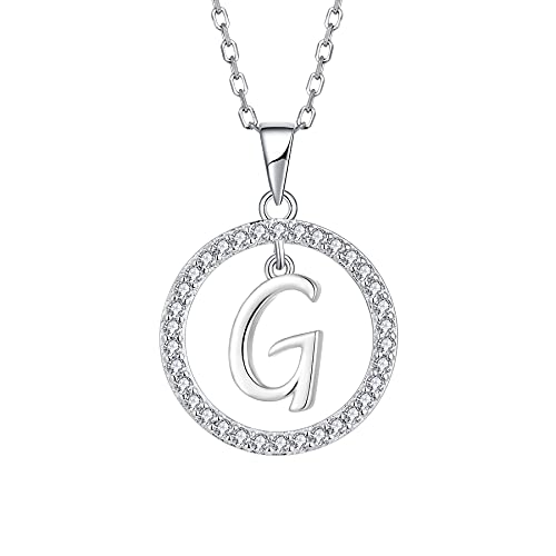 Starnny Buchstaben Kette Damen Silber 925 Initiale Alphabet Buchstaben Charm G Kette Weiß 3A Zirkonia Halskette Anhänger Geschenk für Frauen von starchenie