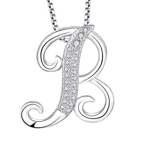 Starchenie Buchstabe Kette Alphabet Halskette Glücksbuchstabe B Halskette Zirkon Anhänger 925 Sterling Silber Halskette für Damen von starchenie