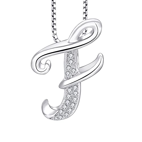 starchenie Buchstabe Kette Alphabet Halskette Glücksbuchstabe F Halskette Zirkon Anhänger 925 Sterling Silber Halskette für Damen von starchenie