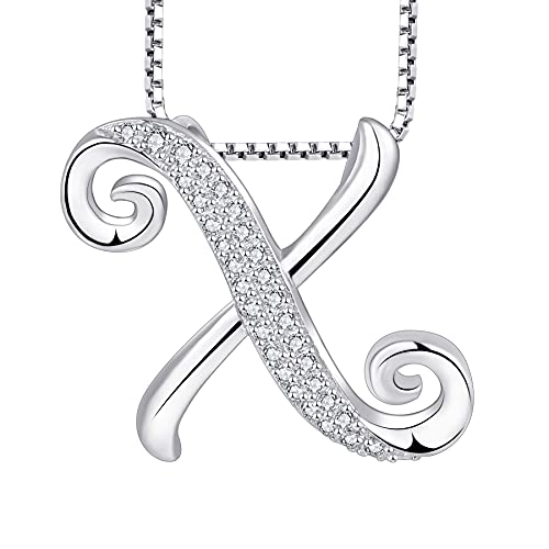 Starchenie Buchstabe Kette Alphabet Halskette Glücksbuchstabe X Halskette Zirkon Anhänger 925 Sterling Silber Halskette für Damen von starchenie