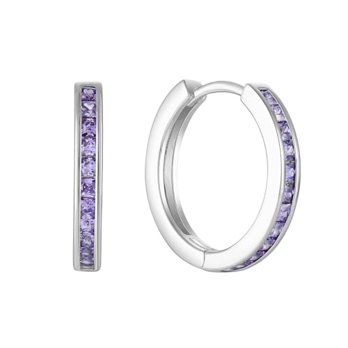 Starchenie Creolen Ohrringe 925 Silber mit Amethyst Zirkonia für Damen Huggie Ohrhänger Hypoallergen Schmuck Geschenk Starchenie Creolen Ohrringe 925 Silber mit Amethyst Zirkonia für Damen Huggie Ohrhänger Hypoallergen Schmuck Geschenk von starchenie