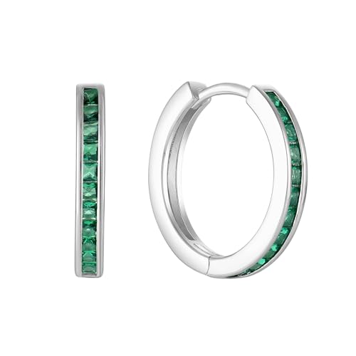 Starchenie Creolen Ohrringe 925 Silber mit Grüner Zirkonia für Damen Huggie Ohrhänger Hypoallergen Schmuck Geschenk von starchenie