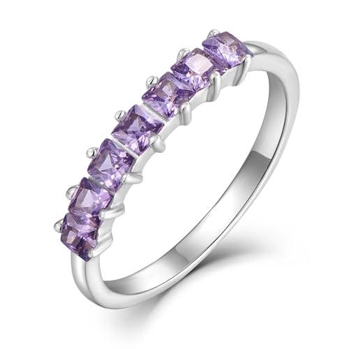 Starchenie Damen Ewigkeitsringe 925 Sterling Silber Amethyst Geburtsstein 5A Zirkonia Jahrestag Verlobungsring Größe 54 von starchenie