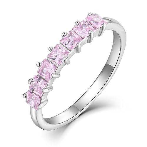 Starchenie Damen Ewigkeitsringe 925 Sterling Silber Rosa Turmalin Geburtsstein 5A Zirkonia Jahrestag Verlobungsring Größe 52 von starchenie