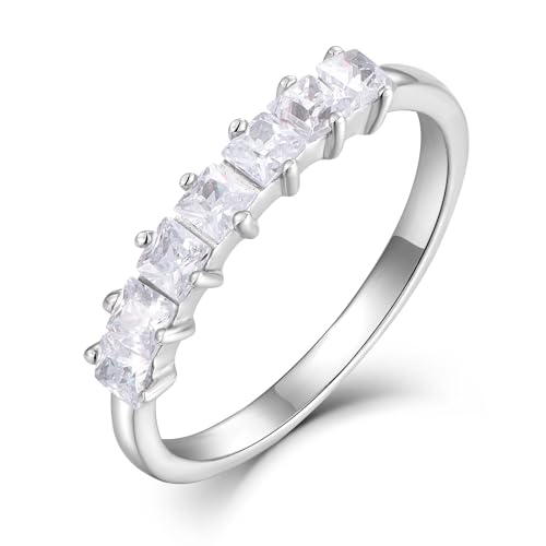 Starchenie Damen Ewigkeitsringe 925 Sterling Silber Weiß Geburtsstein 5A Zirkonia Jahrestag Verlobungsring Größe 56 von starchenie