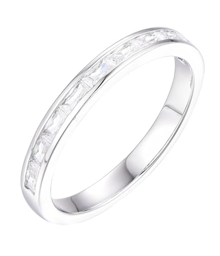 Starchenie Damen Ewigkeitsringe 925 Sterling Silber Weiß Geburtsstein 5A Zirkonia Verlobungsring Eternity Promise Ringe Größe 58 von starchenie