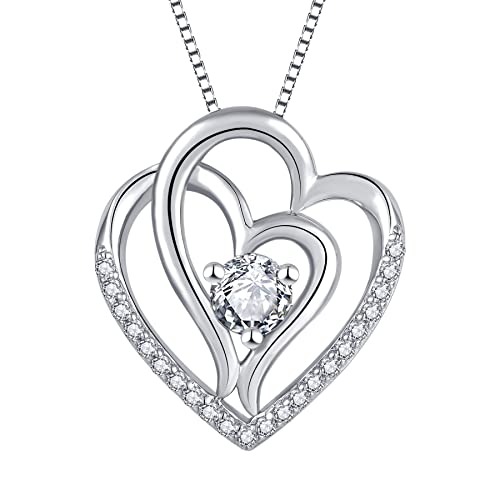 Starchenie Damen Halskette Doppelherz Halskette 925 Sterling Silber Halskette für Mama Frau von starchenie