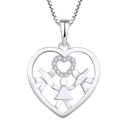 Starnny Damen Kette Silber 925 Mum Mutter Tochter Anhänger Halskette 3A Zirkonia Schmuck für Mama von starchenie