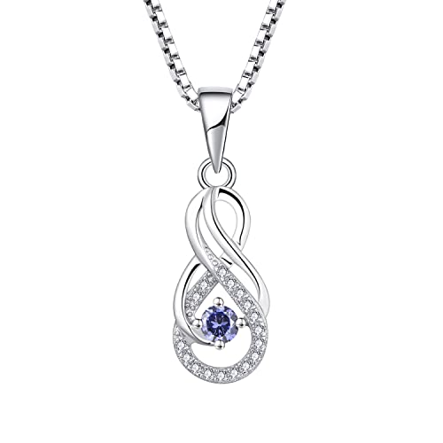 Starnny Damen Kette Silber 925 Unendlichkeit Halskette Anhänger mit 3A Dezember Geburtsstein Tansanit Farbe 3A Zirkonia Schmuck für Frauen von starchenie