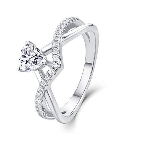 Starnny Herz Ringe Frauen Silber 925 Verlobungsring Eheringe Damen Ring mit 0,5 ct Herz 5A Zirkonia April Geburtsstein für Damen,54 von starchenie