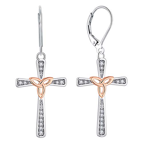 Starnny Jesus Kreuz Ohrringe Silber 925 hängend Damen Creolen 3A Zirkonia Schmuck Geschenke für Frauen von starchenie