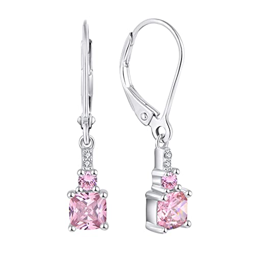 Starchenie Frauen Dangle Ohrringe 925 Sterling Silber Prinzessin Cut Leverback Ohrringe Edelstein Schmuck Geburtsstein Ohrringe für Damen von starchenie