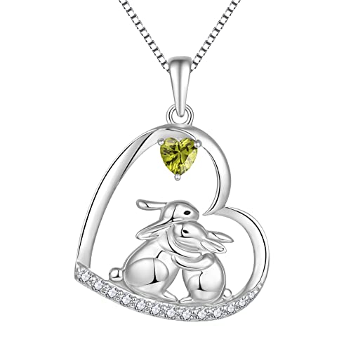 Starnny Hase Kette Damen Silber 925 Hase Kaninchen Mond Anhänger Halskette 3A Zirkonia Kette Weiß Geschenke für Sie Frauen von starchenie