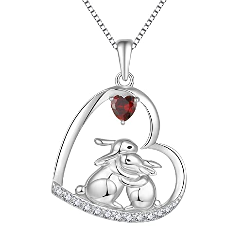 Starnny Hase Kette Damen Silber 925 Hase Kaninchen Mond Anhänger Halskette 3A Zirkonia Kette Weiß Geschenke für Sie Frauen von starchenie