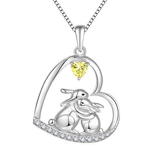 Starnny Hase Kette Damen Silber 925 Hase Kaninchen Mond Anhänger Halskette 3A Zirkonia Kette Weiß Geschenke für Sie Frauen von starchenie