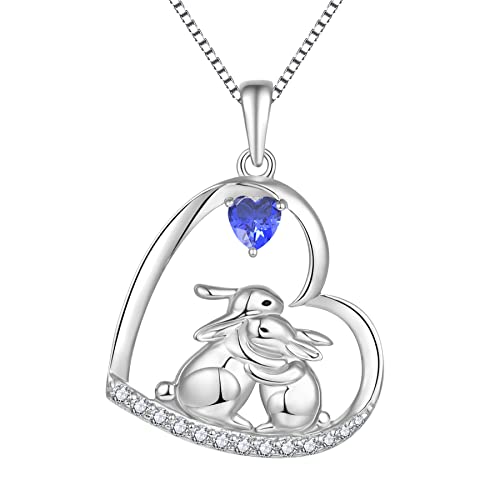 Starnny Hase Kette Damen Silber 925 Hase Kaninchen Mond Anhänger Halskette 3A Zirkonia Kette Weiß Geschenke für Sie Frauen von starchenie