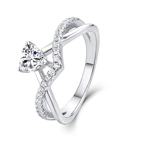 Starnny Herz Ringe Frauen Silber 925 Verlobungsring Eheringe Damen Ring mit 0,5 ct Herz 5A Zirkonia April Geburtsstein für Damen,59 von starchenie