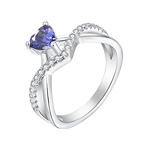 Starnny Herz Ringe Frauen Silber 925 Verlobungsring Eheringe Damen Ring mit 0,5 ct Herz 5A Zirkonia Geburtsstein für Damen,52 von starchenie