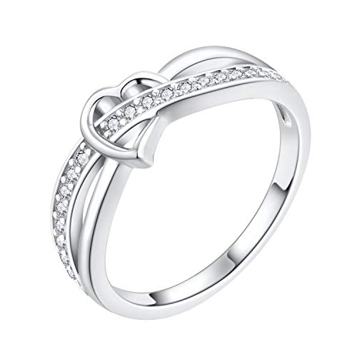 starchenie Herzring 925 Sterling Silber Zirkonia Verlobungsring für Damen(Größe52) von starchenie