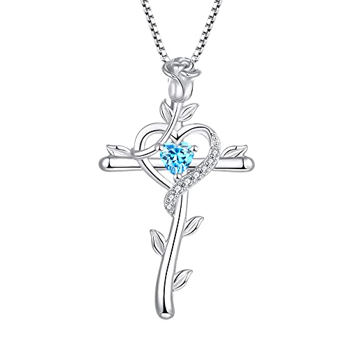 Starchenie Kreuz Rose Halskette 925 Sterling Silber Zirkonia Kruzifix Kreuz Anhänger für Damen von starchenie