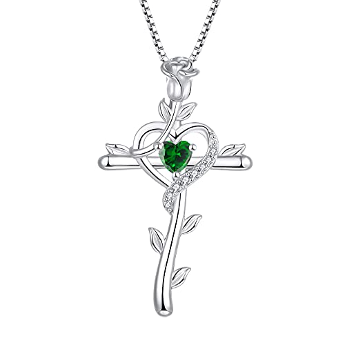 starchenie Kreuz Rose Halskette 925 Sterling Silber Zirkonia Kruzifix Kreuz Anhänger für Damen von starchenie