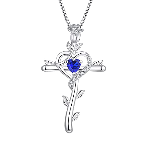 starchenie Kreuz Rose Halskette 925 Sterling Silber Zirkonia Kruzifix Kreuz Anhänger für Damen von starchenie