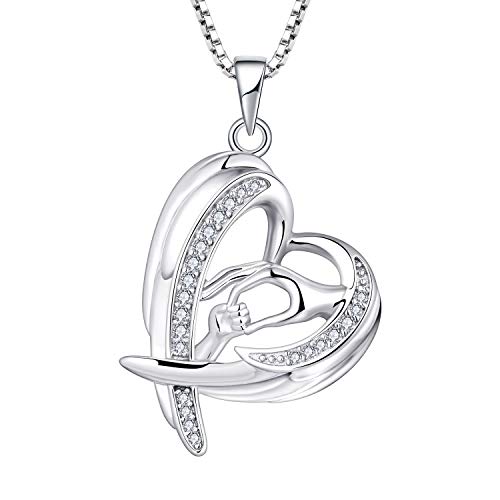 starchenie Mama Kette 925 Sterling Silber Mutter und Kind Hand Anhänger Engelsflügel Halskette Geschenke für Mütter von starchenie