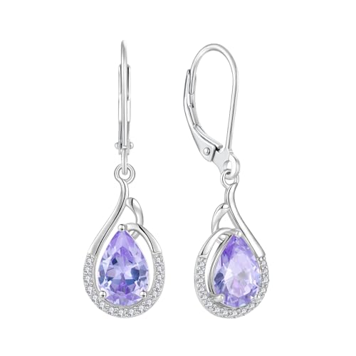 Starchenie Ohrringe 925 Sterling Silber Geburtsstein Alexandrite Zirkon Wassertropfen Anhänger Ohrhänger für Damen von starchenie