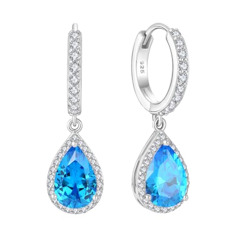 Starchenie Ohrringe 925 Sterling Silber für Damen Creolen mit Zirkonia Aquamarinblau Geburtsstein Tropfen Hängend Hypoallergen Kreolen Hängeohrringe Starchenie Ohrringe 925 Sterling Silber für Damen Creolen mit Zirkonia Aquamarinblau Geburtsstein Tropfen Hängend Hypoallergen Kreolen Hängeohrringe von starchenie