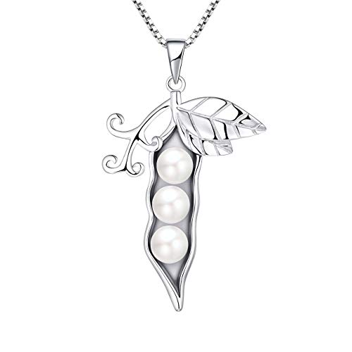 starchenie Pflanze Pod Kette 925 Silber Erbsen in einem Pod Drei Perle Anhänger für Damen von starchenie
