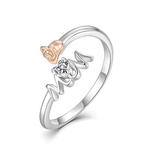 Starchenie Rose Ring 925 Sterling Silber Ring 3A Zirkonring für Mutter von starchenie