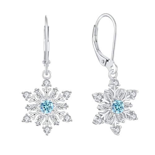 Starchenie Schneeflocke Ohrring 925 Sterling Silber 3A Aquamarinblau Zirkon Ohrring für Damen von starchenie