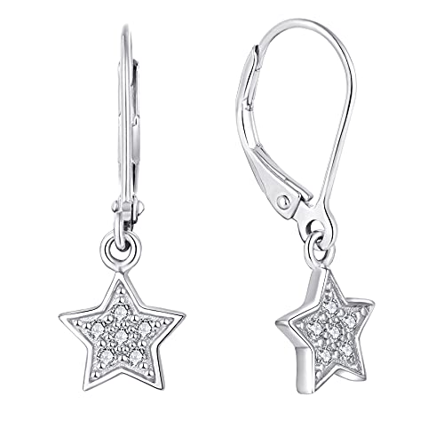 Starnny Stern Mond Damen Ohrringe silber 925 hängend creolen 3A Zirkonia Schmuck Geschenk für Frauen Mädchen von starchenie