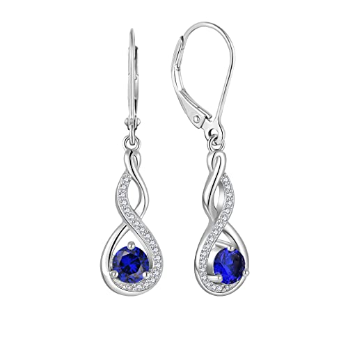 Starchenie Unendlichkeit Ohrringe 925 Sterling Silber Geburtsstein Verdrehter Schmuck für Damen von starchenie