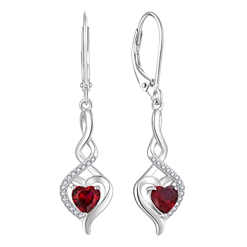 Starchenie Unendlichkeit Herz Ohrringe 925 Sterling Silber Twisted Leverback Ohrring Edelstein Schmuck für Damen von starchenie
