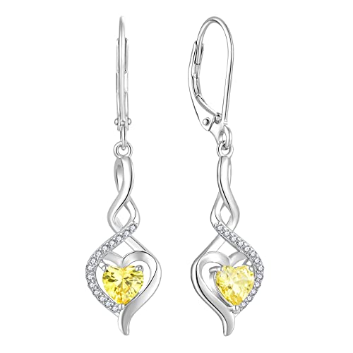 Starchenie Unendlichkeit Herz Ohrringe 925 Sterling Silber Twisted Leverback Ohrring Edelstein Schmuck für Damen von starchenie