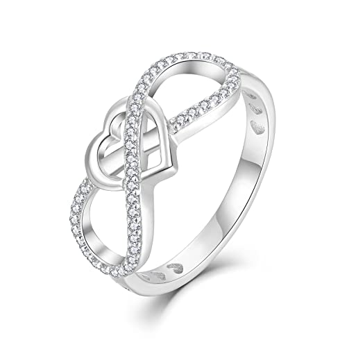 starchenie Unendlichkeit Herz Ring 925 Sterling Silber Liebesknoten Ring Versprechen Ring für Damen von starchenie