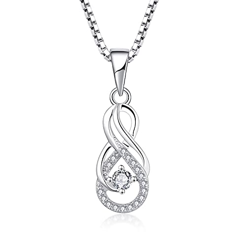 Starnny Damen Kette Silber 925 Unendlichkeit Halskette Anhänger mit April Geburtsstein 3A Zirkonia Schmuck für Frauen von starchenie